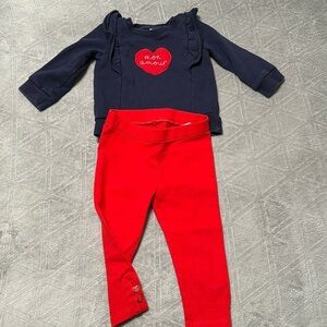 Mon Amour Sweatshirt and red leggings set